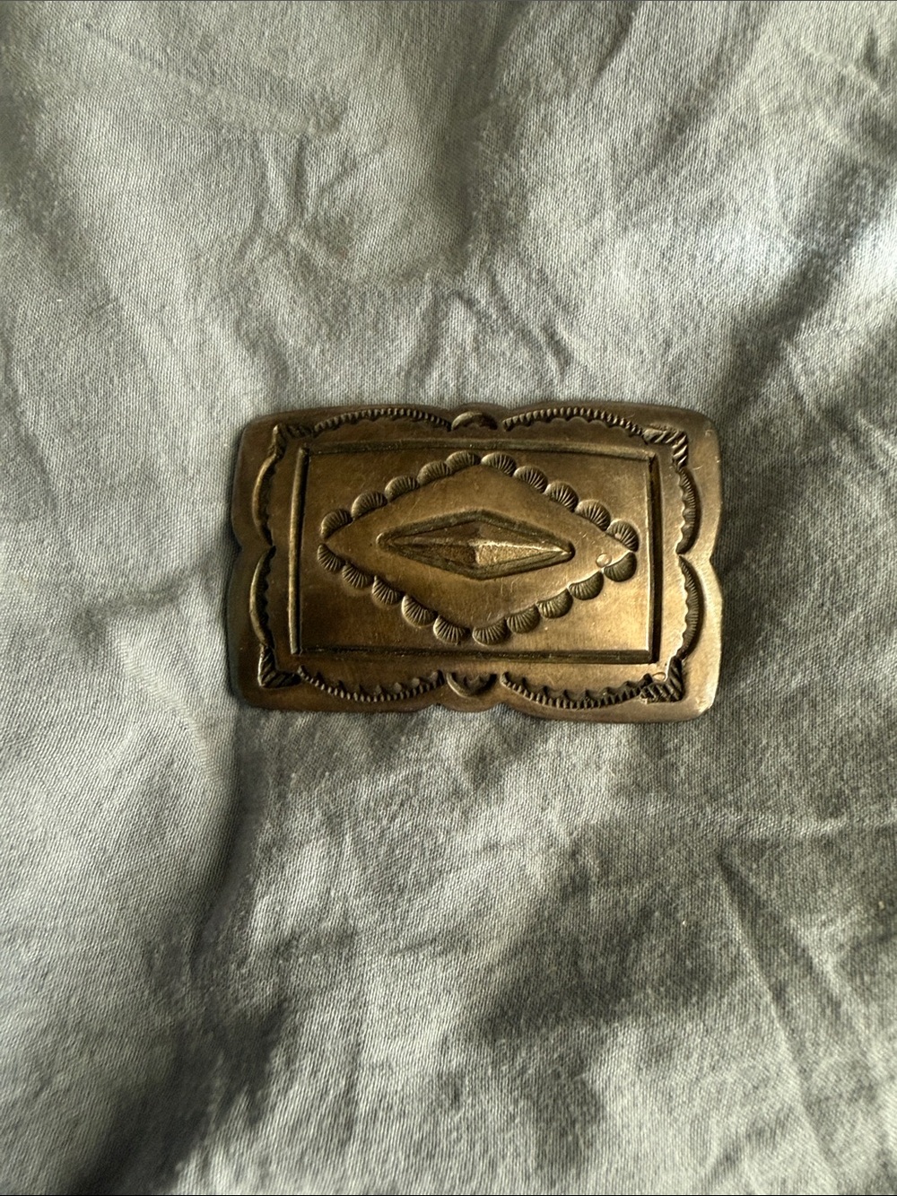 Vintage Southwestern 925 Sterling Silver Plate Tooled Belt Buckle 27.4g